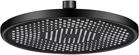 YUANNY 26cm Pomme de Douche Anti-Calcaire, Grande Tête de Douche Pluie Economie d'Eau, Ronde Pommeau de Douche Fixes Haute Pression pour Salle de Bain, Stable ABS, 10 Pouces, Noir