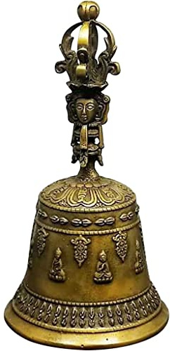 Handglocke, Messing-Handglocke, Hochzeitsglocken, Handglocke aus Messing, alte Vintage-Handglocke, Café-Desktop-Dekoration im Industriestil, Service-Glocke, (Farbe: alte Farbe, Größe: 7,3 * 3,6 Zoll)