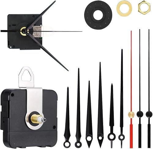 Aoreun Uhrwerk DCF Funk-Uhrwerk mit Zeigersätzen, 9 Zeigersätze Leise Schleichende Zeiger für Wanduhr Lautlos Funkuhrwerk Schwarz, Funkuhrwerk für Ersatz DIY