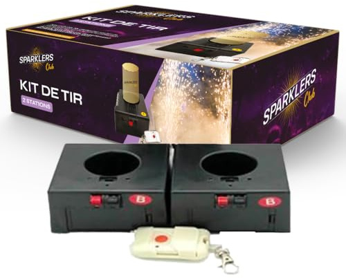 SPARKLERS CLUB Déclencheur pour Jets de Scène 2 bases + 2 Télécommandes - Système d'Allumage kit 2 stations pour artifice, jet de scene étincelle lumineuse - LIVRAISON 24/48H
