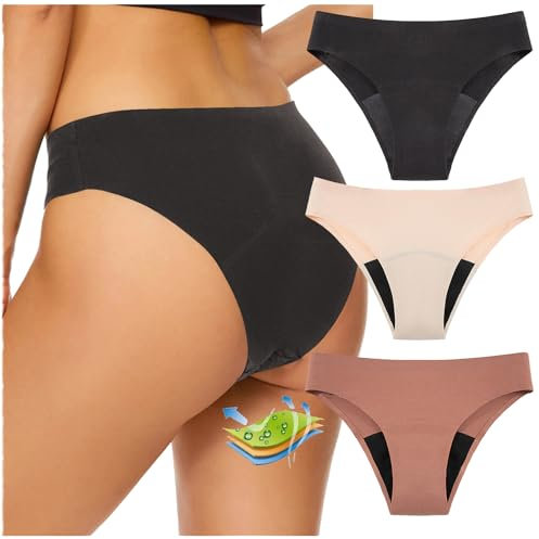 CSHE 3er Pack Perioden Bademode zum Schwimmen Damen Perioden Badeanzug 4 Schichten Auslaufsicher Periodenhose Perioden-Bikiniunterteil Schwarzer Menstruations-Badeslip Lichtfluss für Mädchen