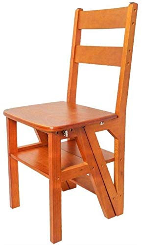Wooden Folding Foot Stool Chair 4 Step Ladder Multi Function Climbing Home Stepladder/Black Walnut Color