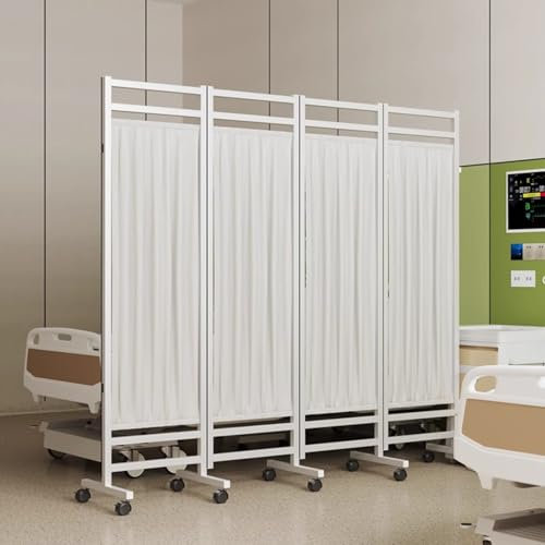 CHZDPP Rolling Medical Privacy Screen with Wheels, Folding Screens and Room Dividers to Provide Privacy, Portable Wall Indoor for Clinics/Office/Tattoo Shop(White)