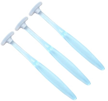 Healeved Raschietto per Lingua Blu 3 Pezzi in Tpr Facile da Pulire Combatte Alito Cattivo Design Unico per Uso Domestico in Viaggio