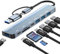 Adattatore USB C Hub 8 in 2 USB C, adattatore multiporta M-acbook USB, hub USB C con lettore di schede SD&TF, porte USB 3.0 e USB 2.0, porte audio da 3,5 mm, USB C Hub 3.0 per MacBook, Galaxy, iPad