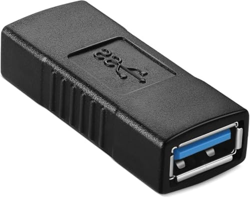 TECHZOCO Empalme USB, Adaptador acoplador USB, Adaptador USB A Hembra a Hembra, Transferencia de hasta 5 Gbps, Empalme Cable, Conector USB 3.0 Hembra a Hembra, Negro