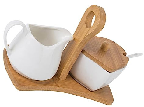 Alipis 1set Zuccheriera e Lattiera Con Cucchiaio e Vassoio Design Cucina Contenitore Per Condimenti e Decorazione Tavola