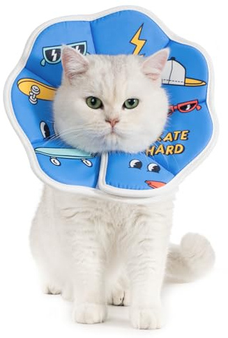 Avont Leicht Halskrause Katze, Halsband Einstellbar Leckschutz Kragen für Klein Hund Katze Nach Operation -XS/Skate