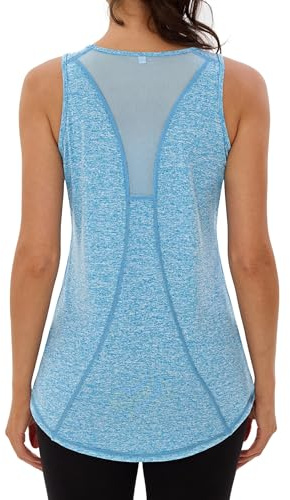 Wayleb Sporttop Damen Yoga Tanktop Mesh Rücken Ärmelloses Sport Oberteil Laufen Fitness Funktions Gym Activewear-Tanktops S-3XL