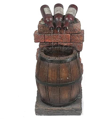 PUFAHAU Fontana da Giardino per Esterni, Decorazione a Forma di barile di Birra, Acqua autocircolante, Ornamento da Prato in Resina, Statua Artigianale