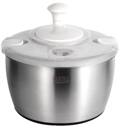 Salad Spinner Large - Salad Spinner Dryer Vegetable Spinner, Stainless Steel Salad Washer with Rotating Handle, Vegetable Spinner, Salad Mixer for Washing and Drying Vegetable Fruits