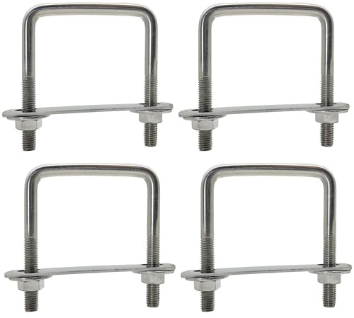 duoyif Perno En U M8 60mmx80mm Tornillos En U, Diámetro interno 60mm, Pernos En U Cuadrados Inox con tuerca placa de marco, Pernos U Para Patios Barcos Fijación De Tuberías (M8-60x80mm)