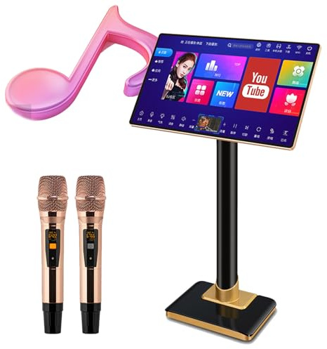 New Karaoke Machine,Chinese Karaoke Machine,24.9 Inkaraoke Player with Reverb Wireless Microphone,Touch Screen Phone App Control Cloud Download Songs All in,4T