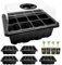 Mudoulu 6 Pezzi Semenzaio con Coperchio, Vassoi per Germinazione Semi con 12 Celle, Propagatore per Piante con Fori di Ventilazione, 2 Colori Nero e Verde, Vassoi per La Germinazione