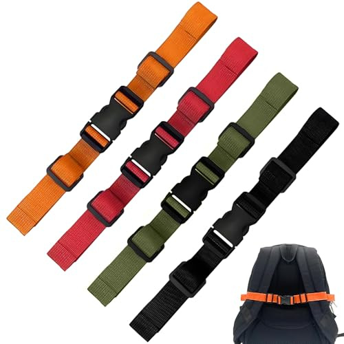 YDAKGUEY Adjustable Backpack Chest Strap, 4 Pcs Quick Release Backpack Sternum Strap Chest Belt, Non-Slip Harness Secures ChestBelt for Hiking Jogging (4 colors)