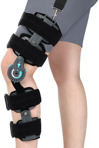 NIdreamCE Knieorthese Verstellbare Knieschiene Stabilisierung ROM Post-Op Einstellbare Kniefixierung Beinstabilisatoren für Meniskusrisse (Zusätzlicher Schultergurt)