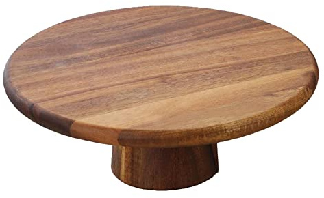 Alzata per torte in legno, con piedistallo alto, per torte, dolci, da tavolo, 30 cm