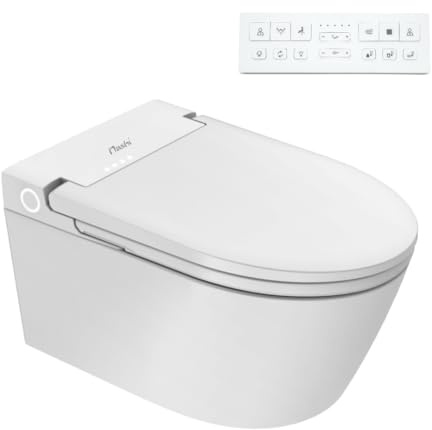 Nashi EOS - Toilettes japonaises suspendues au mur | WC avec bidet | conçu pour les racks génériques | Lumière nocturne | Siège chauffant, eau chaude et séchage | WC japonais intelligent