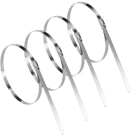 Bridas Metálicas, Brida de bola metálica autoblocante de acero inoxidable 304 de 4,6 mm de ancho, paquete de 5 tamaños, resistente a altas temperaturas(100pcs 250x4.6mm)