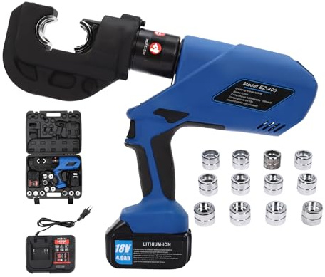 Levkitch Akku Hydraulische Crimpzange 120kN,12 Pressbacken 16mm²-400mm² | Elektrisch Presszange,Hydraulik-Crimpgerät Kontinuierliches Crimpwerkzeug für Kabel und Aderendhülsen mit 12 Matrizen