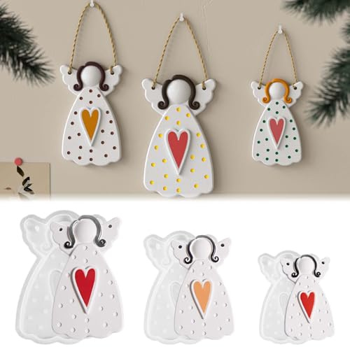 3PCS Silikonform Engel TREABEAR, Weihnachten Silikonformen Gießformen Engel, Gießformen Silikon Engel mit Herz, Silikon Formen Zum Gießen Weihnachten, Gips Zum Gießen Silikonformen Weihnachten