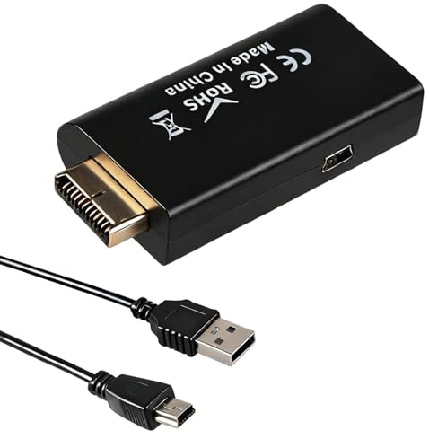 Convertitore da PS2 a HDMI con jack audio da 3,5 mm e cavo USB - Adattatore video e audio ad alta definizione 480i/576i/480p, compatibile con PS2 a monitor HDTV, proiettore, display LCD.