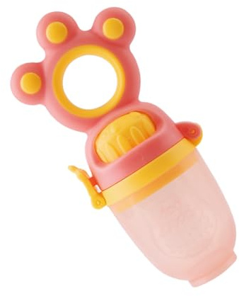 Generic Chupete Alimentador de Frutas para bebé, Alimentador de Mordida Giratorio de Silicona de Grado Alimenticio Seguro para Verduras, Juguete para Masticar para la Dentición de Bebés (PINK)