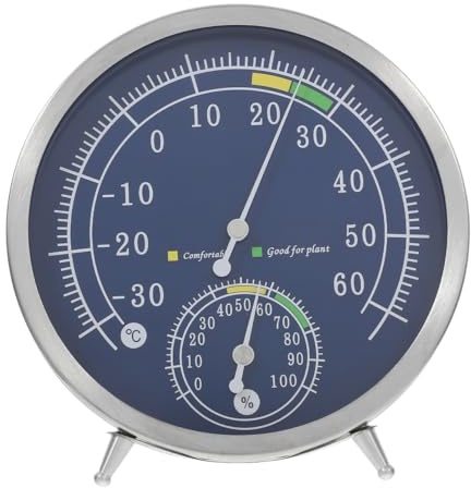 VICASKY Thermomètre Hygromètre Intérieur Extérieur en Acier Inoxydable à Aiguille Haute Précision pour Usage Domestique Montage Mural ou Pose sur Table Thermomètre Précis pour