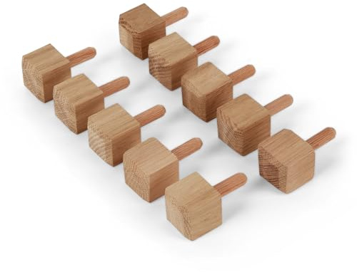 Woodsellers® Ziernägel Eiche gefast 10‑er‑Set Massivholz‑Ziernagel für Fachwerk, Möbel & Holzverbindung – naturbelassen & technisch getrocknet (Beveled oak, 20 × 20 × 20 mm)