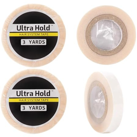 SHEBEEDO 2 Rolls Double Sided Wig Tape,Extra Strong Hair Extension Tapes, Waterproof Lace Front Support Adhesive Roll Invisible Body Tape for Hair Fixing and Extensions,0.8cm*3 yard White