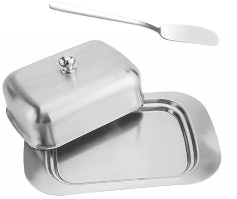 Mantequera,conservador hermético grande de acero inoxidable - mantequillera tapada para encimera - para cocina, frigorífico, armario, mesa, decoración, apartamento, granja y restaurante