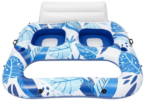 Colchón hinchable para piscina para 2 personas, 165 x 152 cm, capacidad de carga de 300 kg, con respaldo