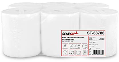 Semy Top ST-88786 Allzweck-Rolle, 3-lagig, 20 cm, Hochweiß (6-er Pack)