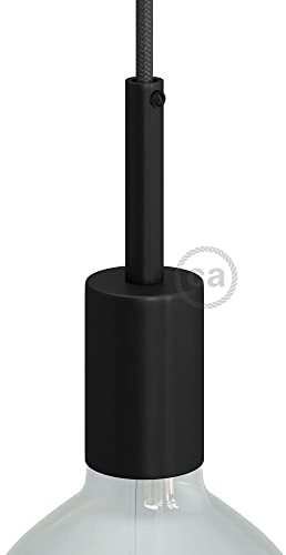 creative cables Kit Douille E27 cylindrique en métal avec Serre-câble de 7 cm - Noir