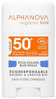 ALPHANOVA Stick solaire Visage SPF50+ Bleu - Surf et Sport - Naturel et BIO 12g