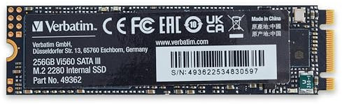 Verbatim Vi560 S3 SSD 256 GB, internes SATA III M.2 2280 SSD-Laufwerk mit 3D-NAND, bis zu 550 MB/s Lesegeschwindigkeit, ideal für Notebook und Ultrabook, schwarz