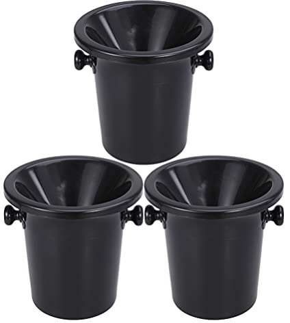 UPKOCH 3er Set Weinspucknapf, Weinverkostung Eimer mit Doppelgriff Schwarz | Professioneller Weinkippen-Eimer aus Kunststoff für Weinprobe & Bar, 21x20x20 cm Eiskübel mit Trichter-Deckel für Events