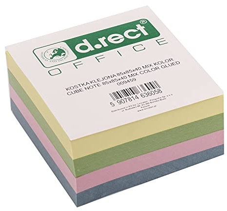 D.RECT Zettelklotz Notizklotz | 85x85x40mm circa 350 blatt | kopfgeleimt |farbig