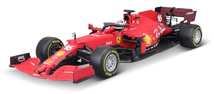 Bburago F1 Ferrari SF21 (2021): Modellauto im Maßstab 1:18, Ferrari Racing Serie, Fahrer Leclerc, rot (18-16809L) Formel