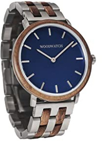 WoodWatch Walnut Blue | Holzuhren für Herren - Armbanduhr Holz männer Premium | Wood Watch for Man | umweltfreundliches Produkt, wir Pflanzen 1 Baum für Jede Uhr
