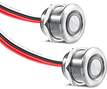Obeaming DC 12V Dimmer PWM LED Dimmschalter 4 Drähte Druckschalter Edelstahl Hole 19mm für Wohnmobil Boot LKW Wohnwagen Anhänger Leuchte, DC 12V dimmbar Lampe, einfarbige LED Streifen Lichter 2 Stück