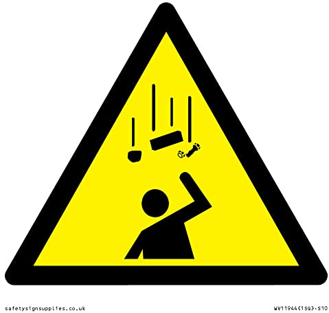 W035 Warnschild Warning: Falling objects s, 100 x 100 mm, S10