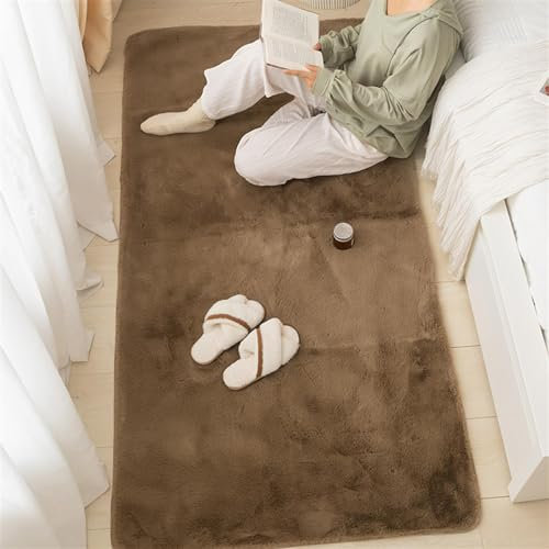 Guetto Hochflor Teppich - Comfy Taupe - Shaggy - Modern - Wohnzimmer, Esszimmer, Schlafzimmer - Fellteppich - Modern Kunstfell Carpet für Schlafzimmer,Braun,160x230 cm