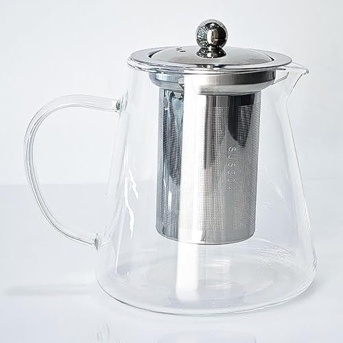 Maximize Within Clear Glass Tea Kettle with Stainless Steel Infuser and Lid, Borosilicate Glass Tea Kettle for Stove Top