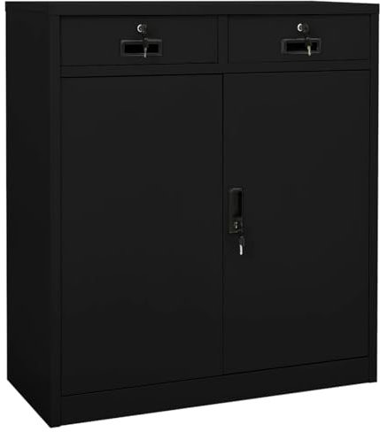 heybb Büroschrank Schwarz 90x40x102 cm Stahl AktenschräNke Schrank Outdoor Filing Cabinets Blechschrank Lagerschrank