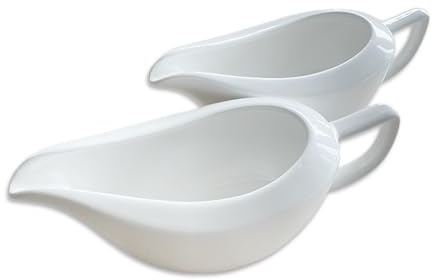 Porcelain Gravy Boat - White Serving Jug for Your Favourite Sauces and Gravies - 2 Pack