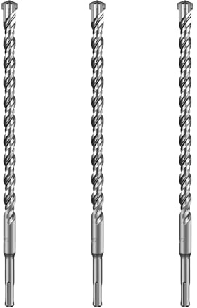 SALI 3PCS SDS Plus Rotary Hammer Drill Bit Concrete Drill Bit Kit Double Thread 4-Cutter Tungsten Carbide Tip Fully Hardened Tool for Concrete, Brick, Cement Walls,Stone 18mm x 350mm Cross Drill Bits