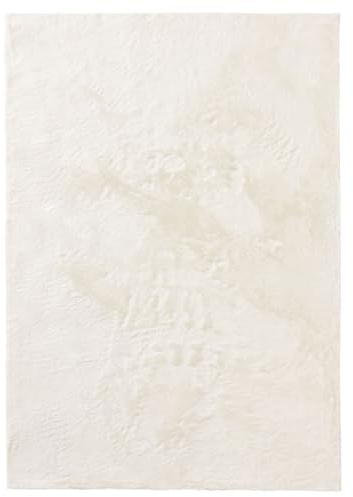 benuta Basic Tapis Salon Fausse Fourrure Furry - Crème 120x170 cm - pour Chambre, Bureau, Couloir, Bebe - Doux - Antidérapant - Lavable - Chauffage Sol