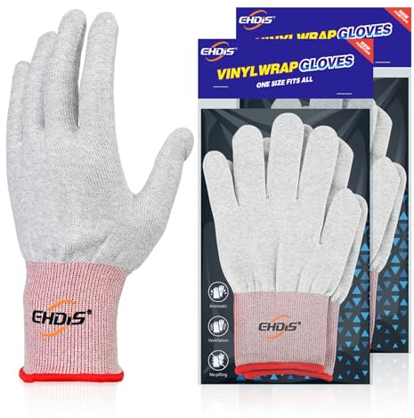 EHDIS 2 pares Guantes de Trabajo Profesionales, Guantes de Montaje Antideslizantes sin Costuras, para Instalación de Vinilo, El Transporte, Horticultura, (Nylon y Poliuretano), Rosa