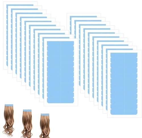 240uds/20 Hojas Cinta de Extensión de Cabello, Cinta para Peluca Doble Cara Hair Extension Tape Cinta Adhesiva Cabello Humano Herramientas de Belleza para Extensiones de Cabello(Azul)